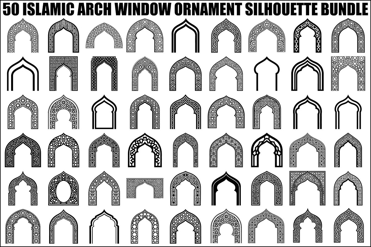 Islamic Arch Window Vector Bundle, an Illustration by yasushie (Photo 1 of 51)