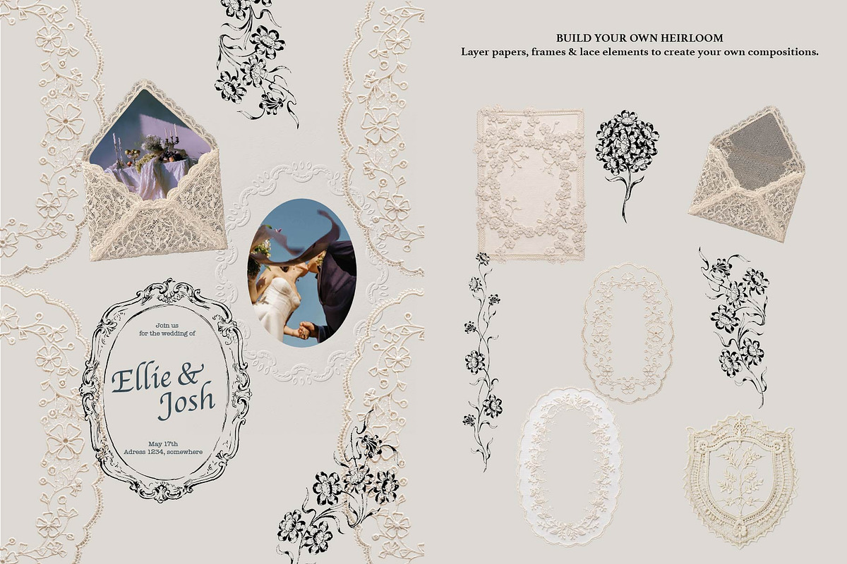 Lace Heirloom: Frames & Overlays, an Object Graphic by MayBay Studio (Photo 7 of 8)