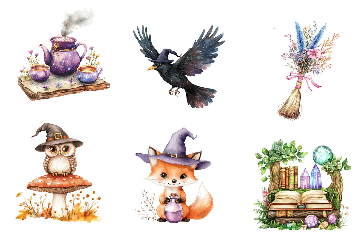 Cozy Magic Fairy Forest Witch Clipar, an Illustration by CreationArt (Photo 5 of 5)