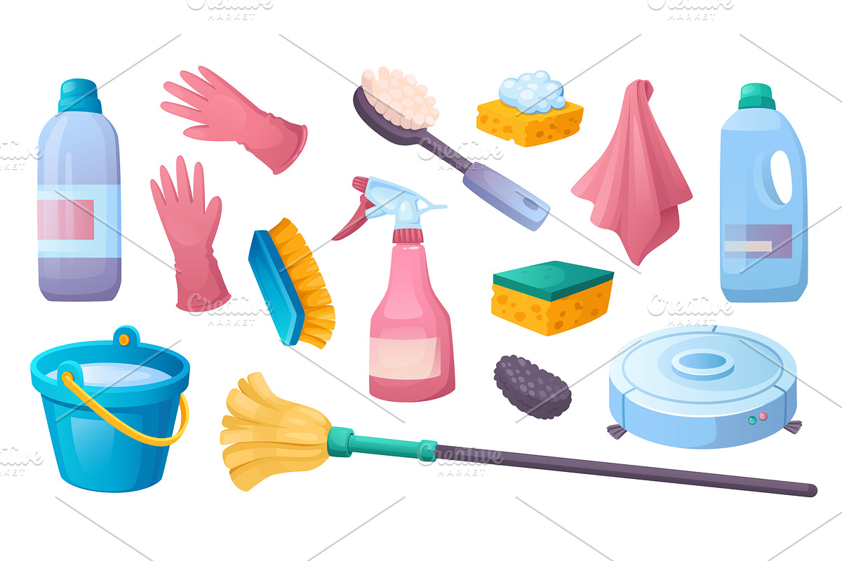 Cleaning Supplies Set, an Object Illustration by alexdndz