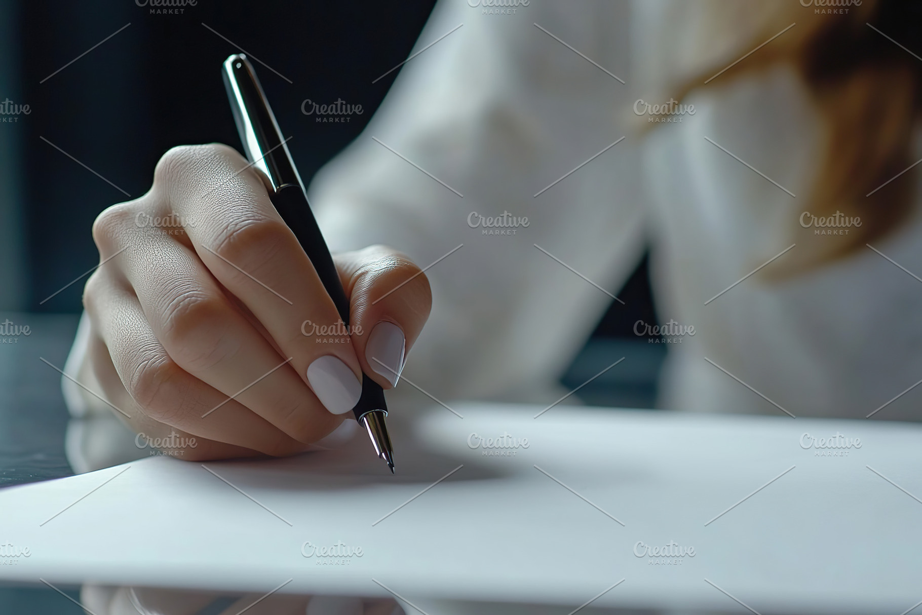 Businesswoman signing a document with a pen, a Photo by AlyaAnd