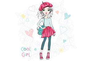 Vector Cute Fashionable Girl