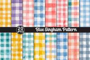 Blue Gingham Pattern, a Pattern Graphic by Black Bird Studio