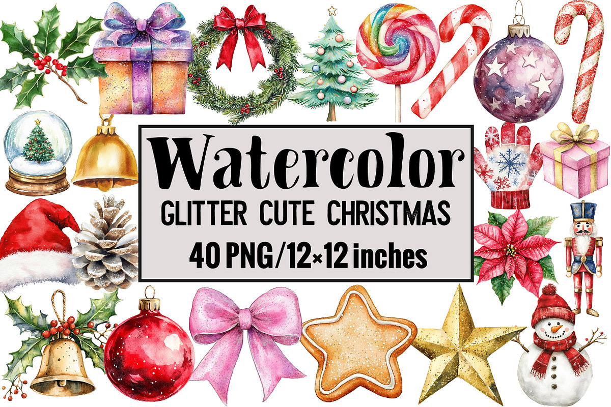 Glitter Cute Christmas, an Illustration by Design Market (Photo 1 of 3)