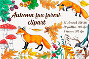 Autumn Fox forest watercolor set, an Illustration by Darka_Podarka (Thumbnail 1 of 5)