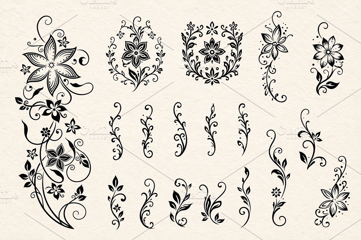 Floral Lace Frames & Ornament Bundle, an Object Graphic by Christine Krahl (Photo 11 of 24)