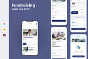 Fundraising Mobile App UI Kit, an UI Kit Template by uicube (Thumbnail 1 of 2)