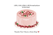 Wild Strawberries Cake Drawing Set, an Object Graphic by Toltemara (Thumbnail 3 of 3)