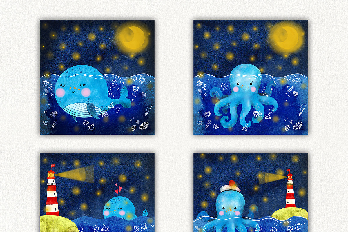 Watercolor clipart Sea Voyage, an Animal Illustration by Vikeriya (Photo 3 of 8)