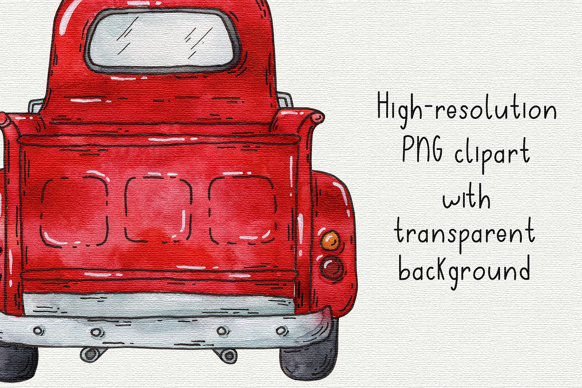 Christmas truck watercolor clipart, an Object Graphic by Trinibis (Photo 4 of 5)