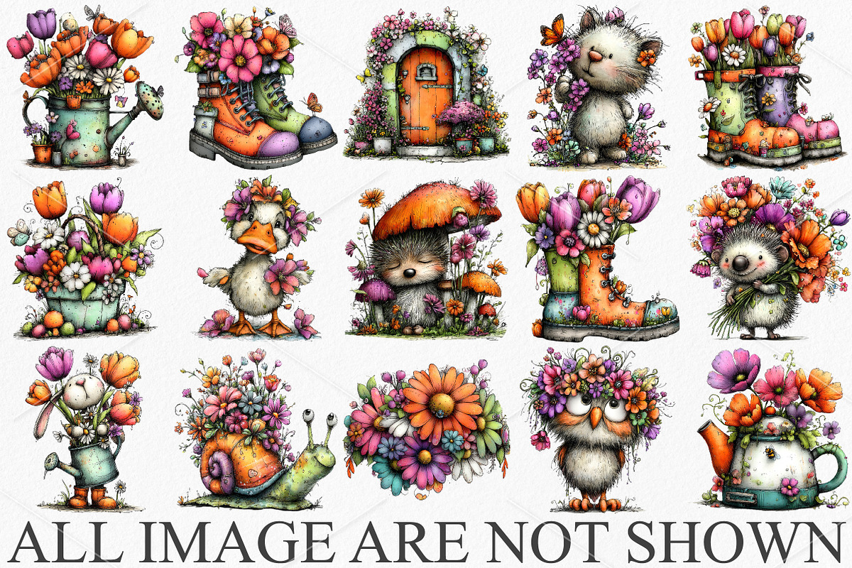 Whimsical Spring Clipart Bundle, an Illustration by Canvas Craft (Photo 3 of 6)