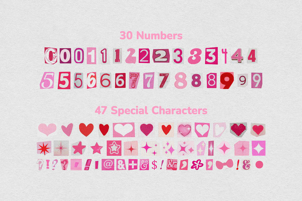 Barbiecore Ransom PNG Pink Letters, an Object Graphic by BORT GRAPHIC (Photo 7 of 8)