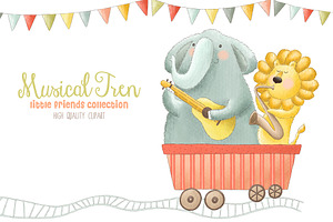 Musical Animals Tren Clipart