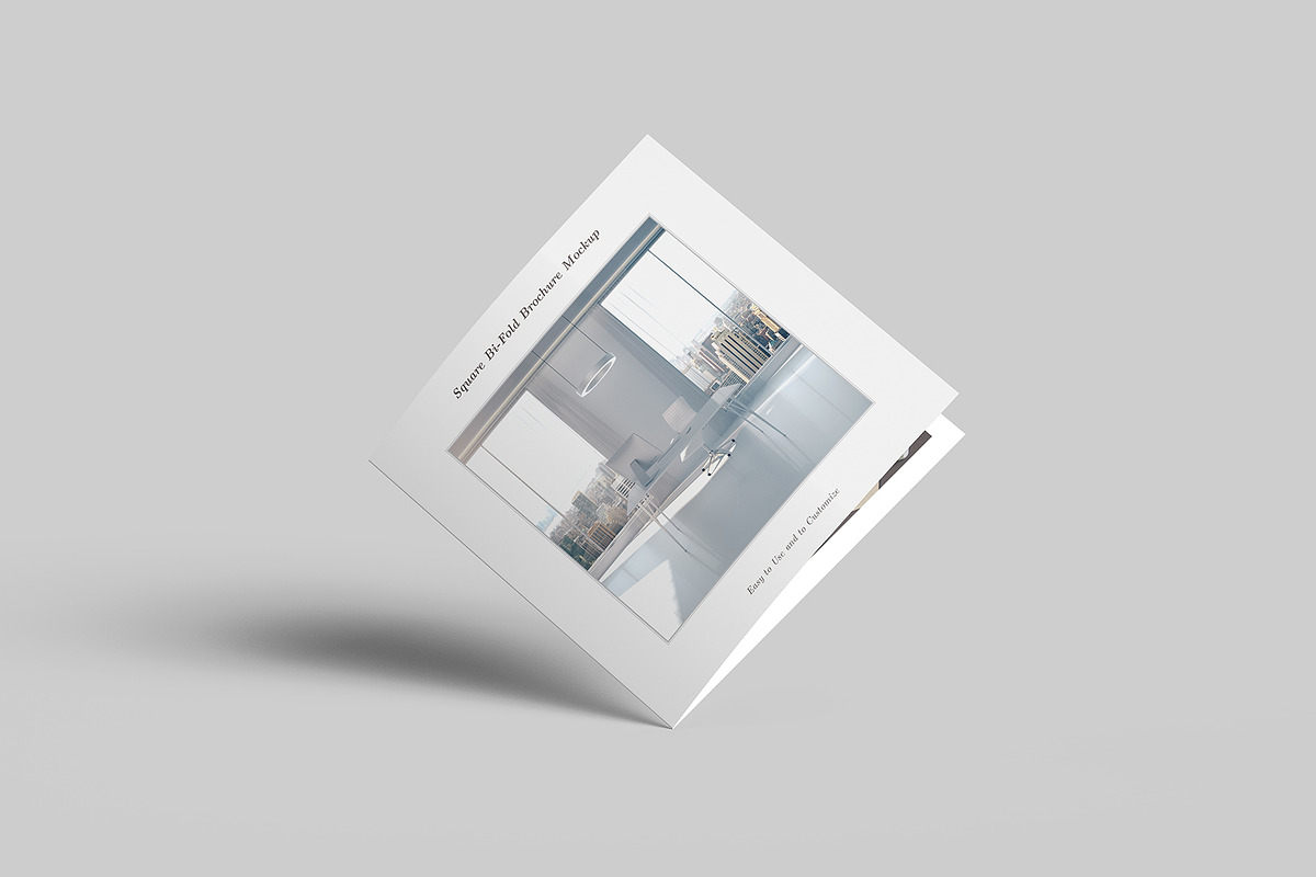 Square Bi-Fold Brochure Mockup, an Advertising Mockup by Illusiongraphic (Photo 7 of 22)