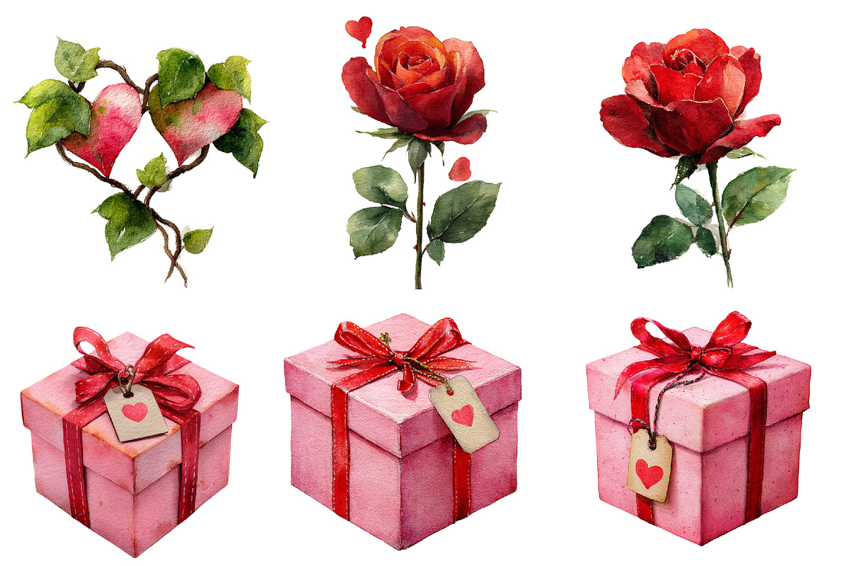 Watercolor Valentine clipart, an Illustration by Designworld (Photo 4 of 4)