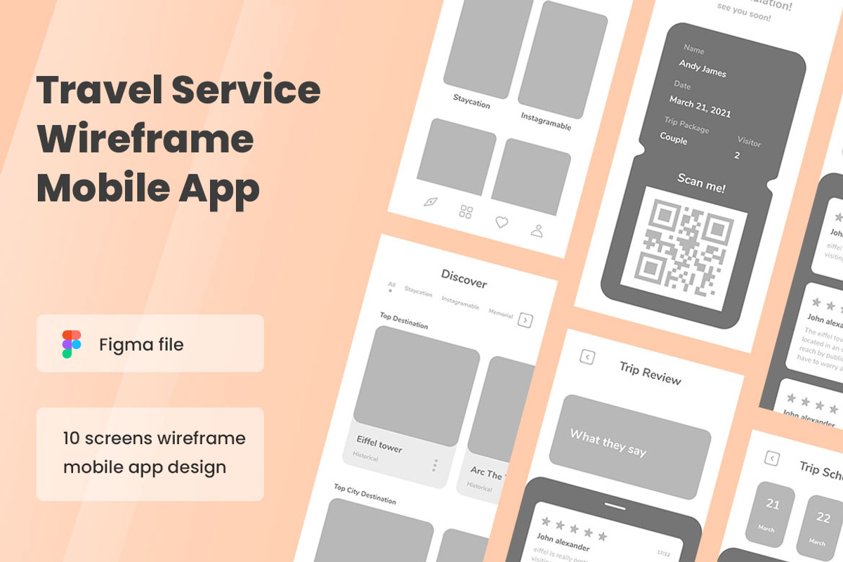 Travel Service Wireframe Apps, a Websites & App Template by INSPR STD (Photo 1 of 6)