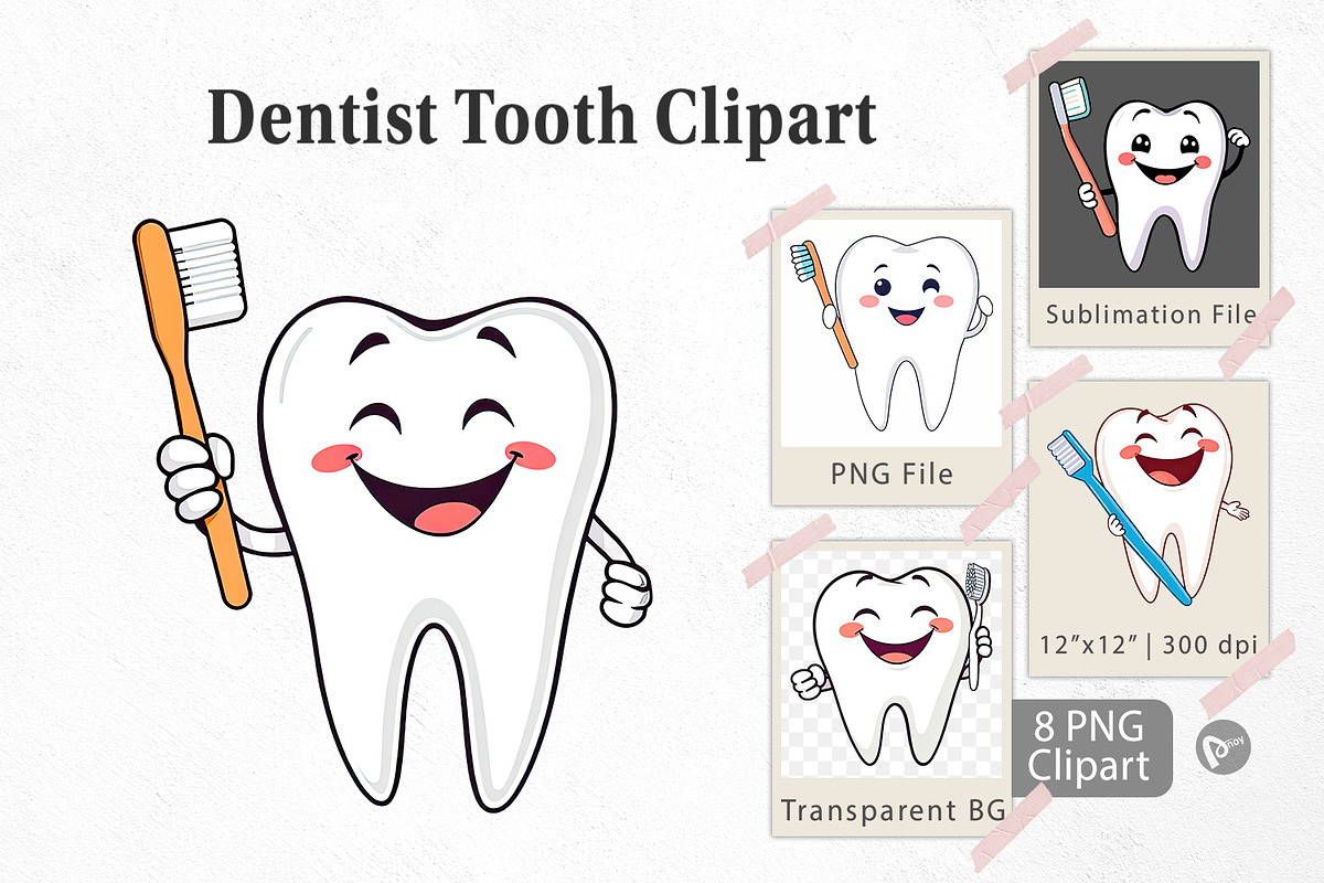 Dentist Tooth Clipart, a Graphic by Artnoy (Photo 1 of 5)