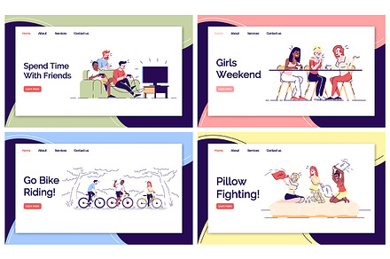 Friends pastime landing pages set, a Landing Page Template by bsd studio