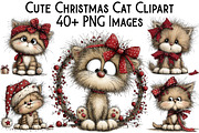 Cute Christmas Cat Clipart Bundle, an Illustration by Pixels.Craft (Thumbnail 1 of 6)