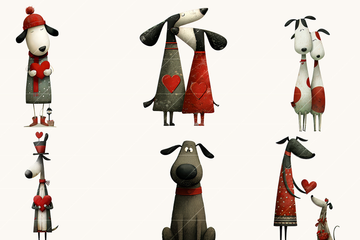 Whimsical Valentine Dog Couple, an Animal Illustration by BusyDaydesign (Photo 5 of 9)