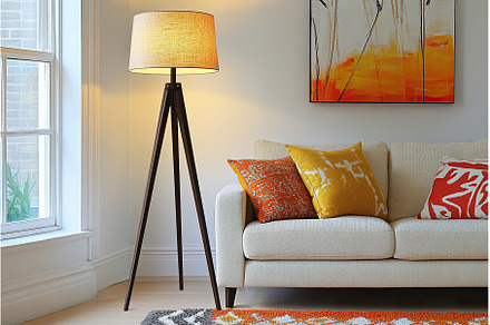 Tall floor lamp illuminating cozy, an Arts & Entertainment Photo by Lermont51