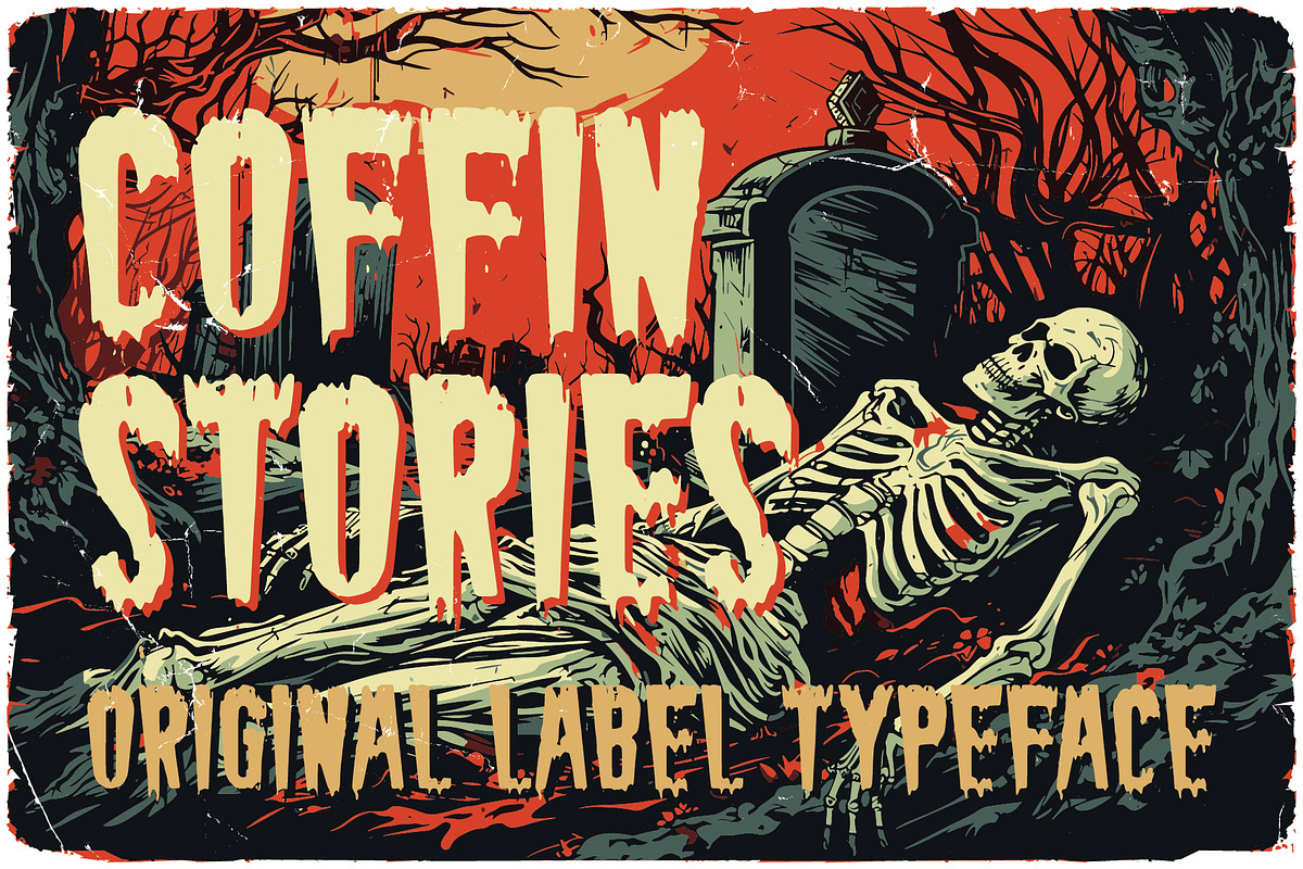 Coffin Stories label font, a Blackletter Font by VozzyStock (Photo 1 of 5)