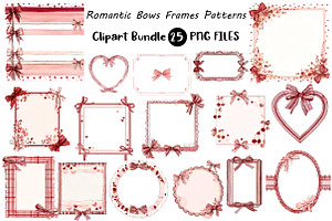 Romantic Bows Frames Patterns, an Illustration by Digital Artistic99