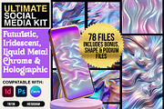 SOCIAL MEDIA PACK Holographic Chrome, a Social Media Template by Lorna London (Thumbnail 1 of 7)