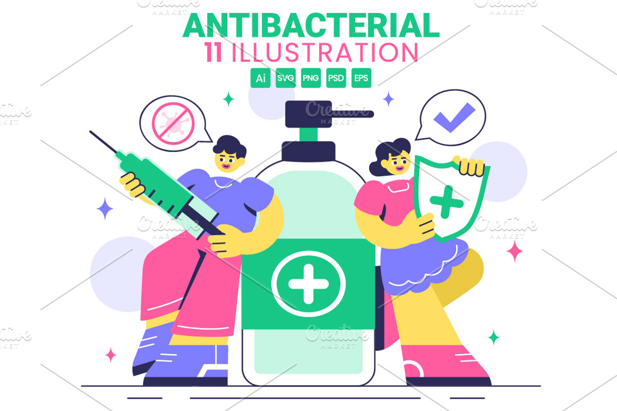 11 Antibacterial Illustration, a Healthcare Illustration by denayunebgt (Photo 1 of 5)