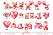 Valentine Love Watercolor Clipart, an Illustration by MockupWizard (Thumbnail 3 of 6)