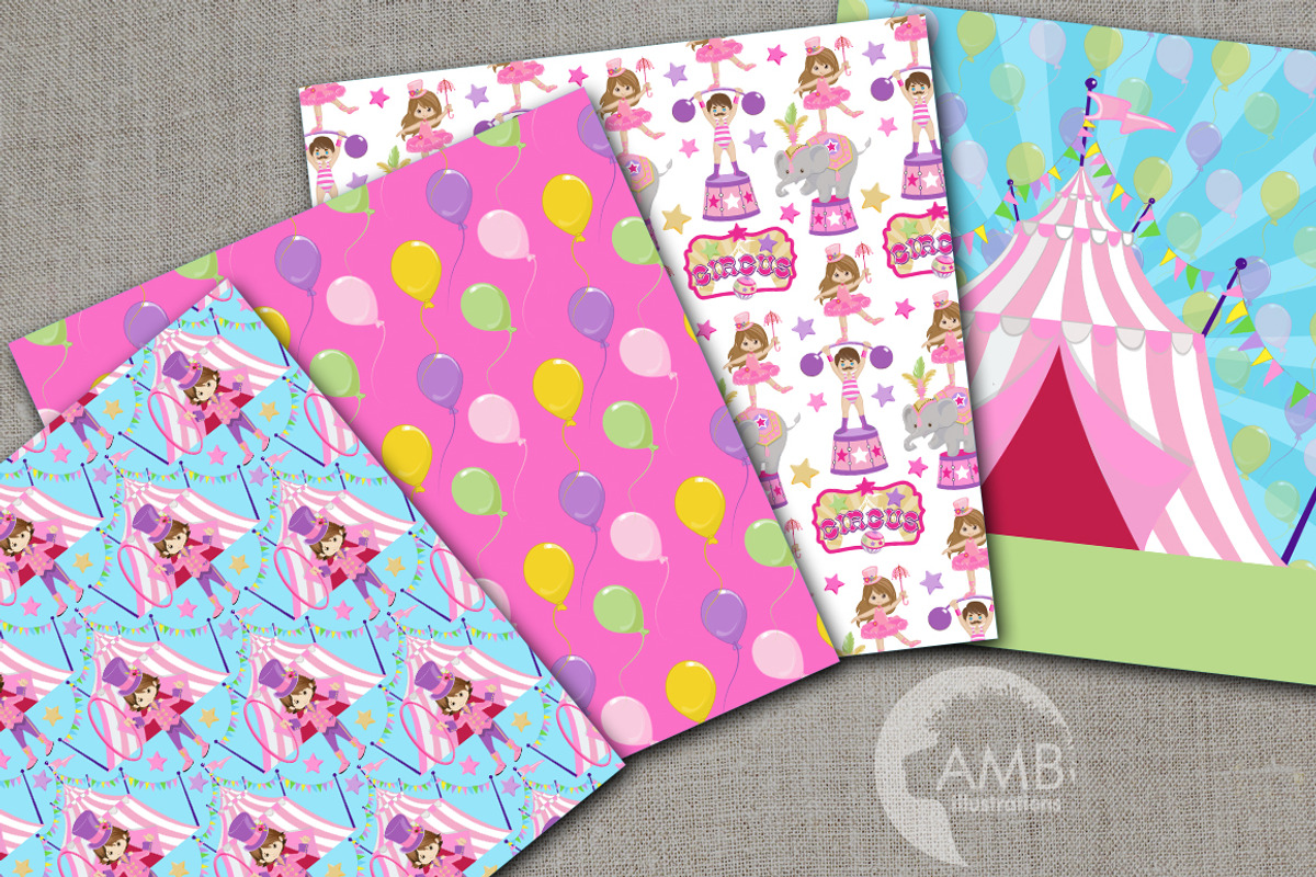 Pink Circus Papers AMB-2615, an Illustration by AMBillustrations (Photo 2 of 2)
