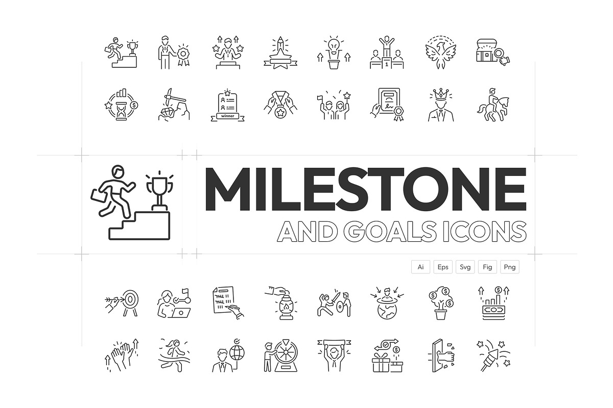 Milestone and Goals Icon Set, an Outline Icon by Prosymbols (Photo 1 of 5)