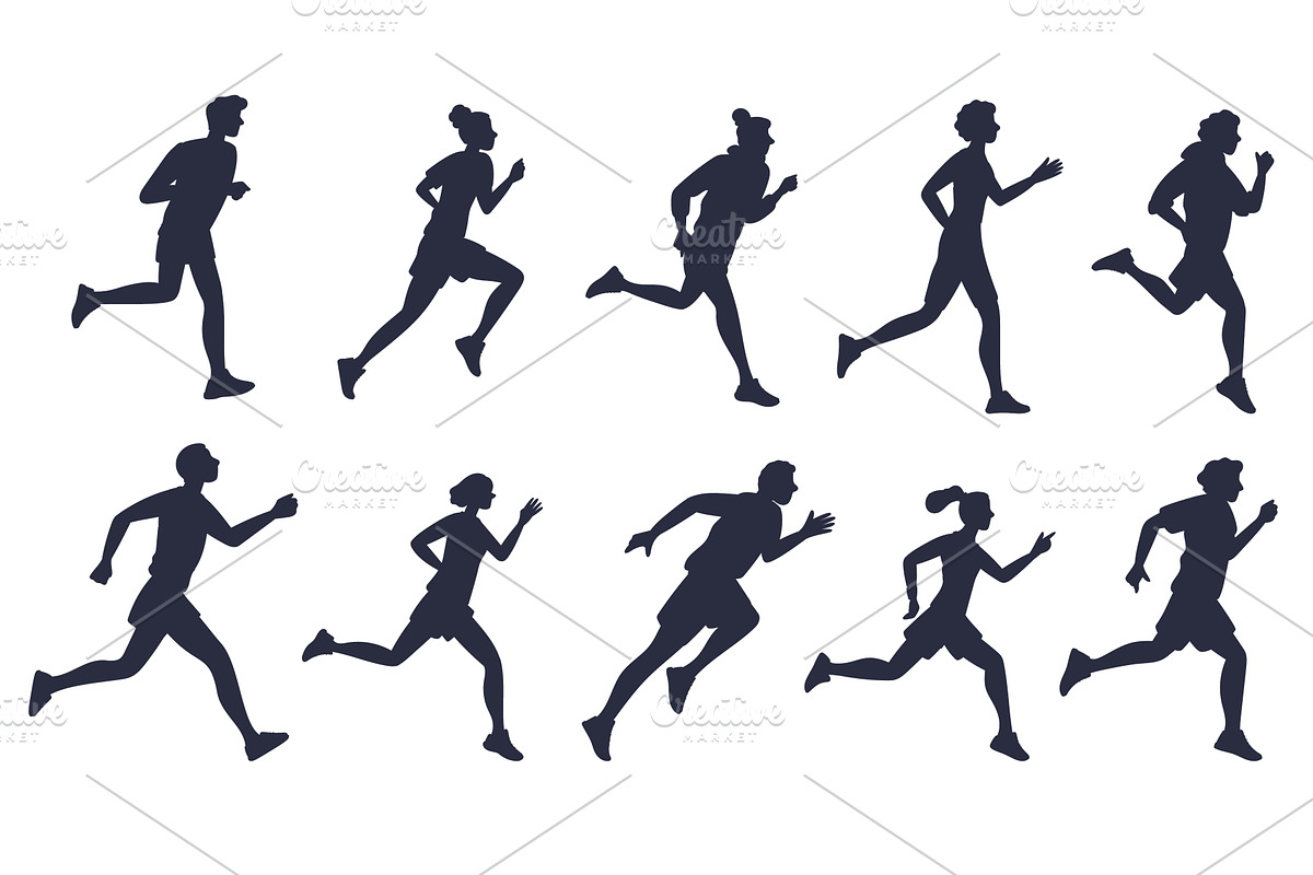 Silhouettes men and women running, a Sport Illustration by Vectorbuum