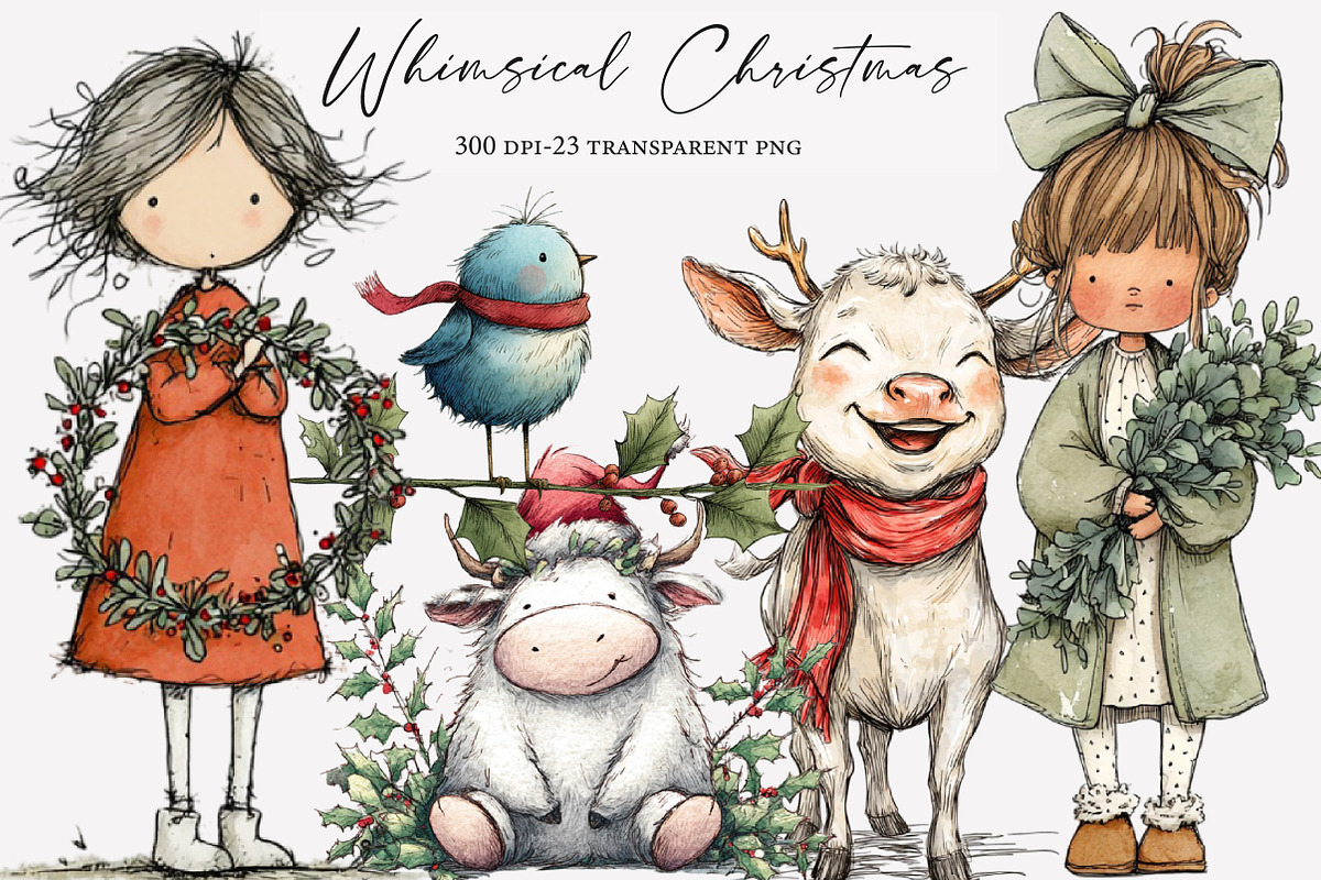 Whimsical Christmas Clipart, an Illustration by Designworld (Photo 1 of 6)