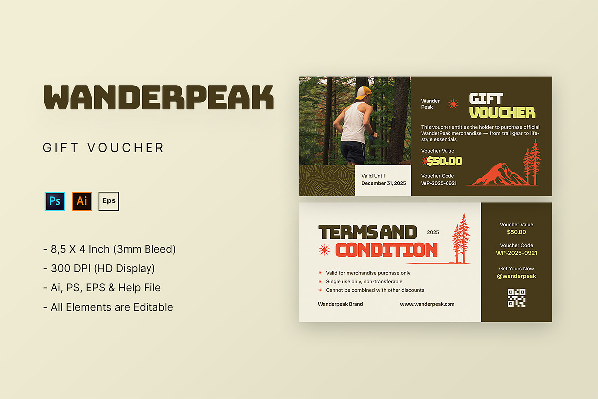 Wanderpeak - Gift Voucher, a Card Template by StreaksideStd (Photo 1 of 3)