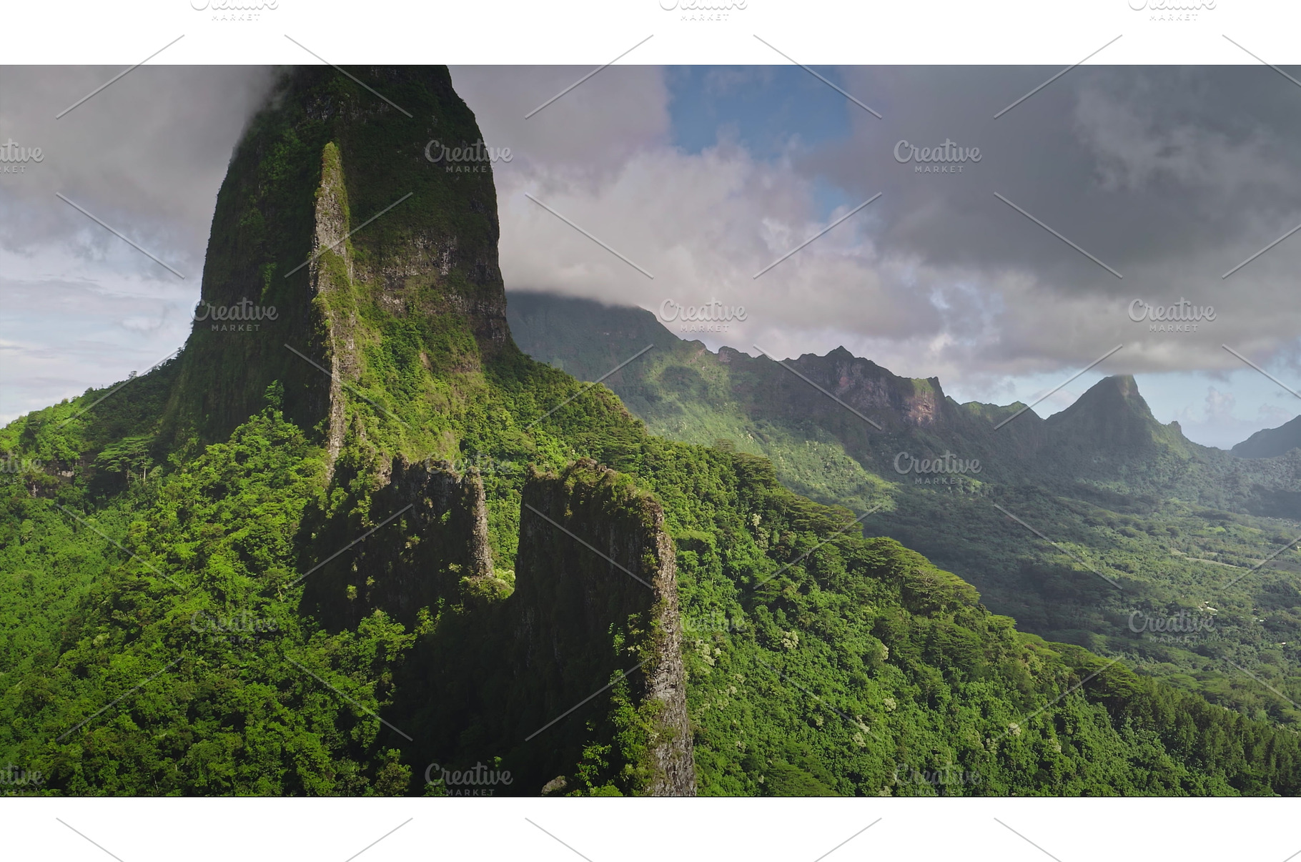 Aerial drone flight over mountain, a Nature Photo by Goinyk