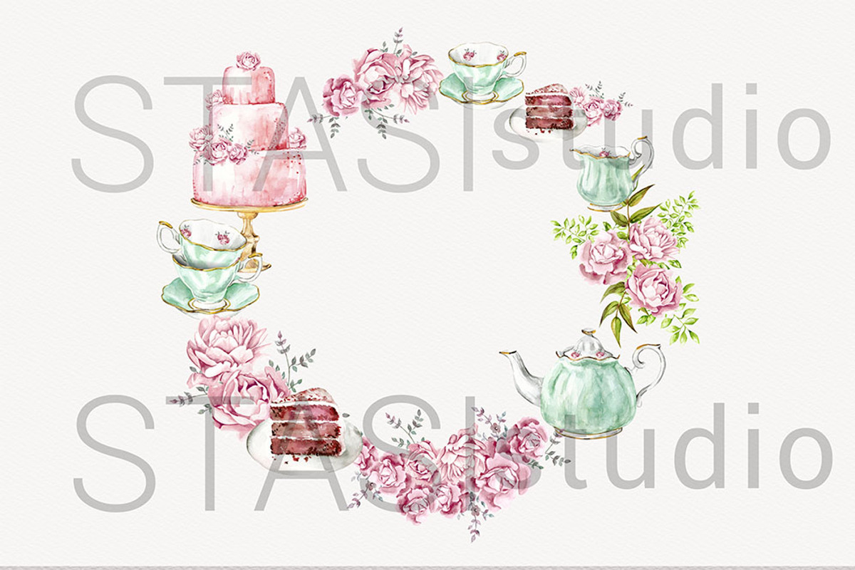 Tea Party Watercolor Clipart, a Food Illustration by STASIstudio (Photo 4 of 4)
