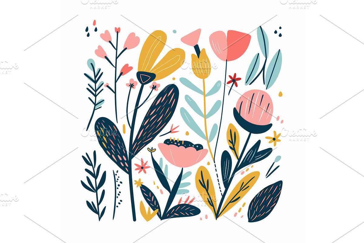 Colorful floral vector illustration, an Object Illustration by Vectorstockersland