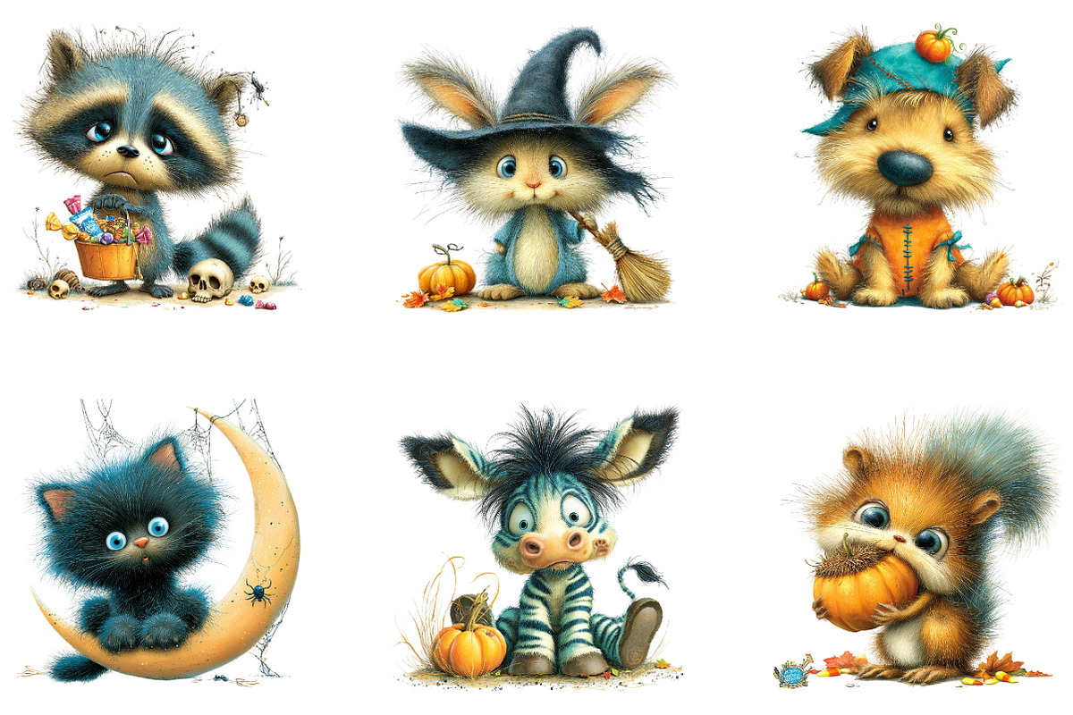 Halloween Animals Watercolor, a Seasonal Illustration by CreationArt (Photo 2 of 5)