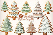 Watercolor christmas cookie tree Cli, an Illustration by CreationArt (Thumbnail 1 of 6)