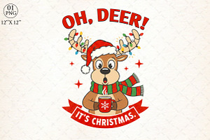 Oh Deer, It’s Christmas PNG, an Illustration by Libby Wishes