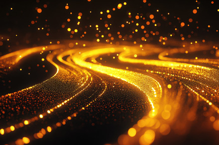 Glowing golden paths and lights crea, a Photo by Iftikhar Alam