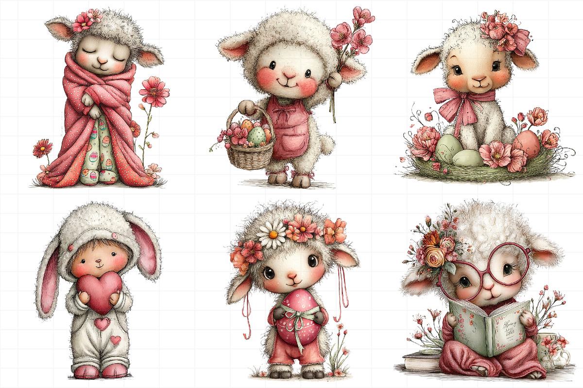 Whimsical Easter Lamb Clipart Png, an Illustration by Daily.Designs (Photo 5 of 8)