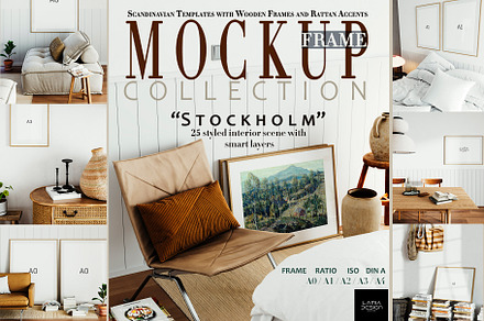 Stockholm Room & MockUp Frame Bundle, a Household Mockup by LAMIA DESIGN