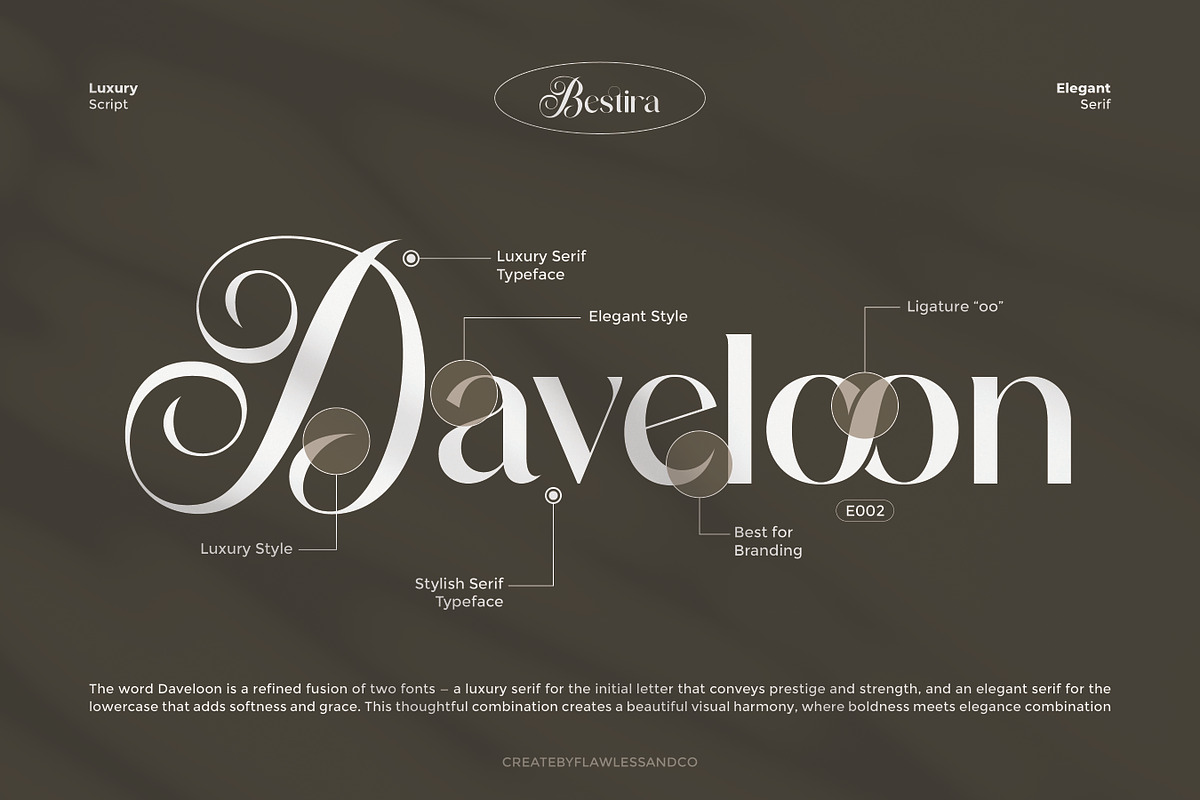 Bestira - Script And Serif Duo Font, a Serif Font by Flawless And Co (Photo 6 of 10)