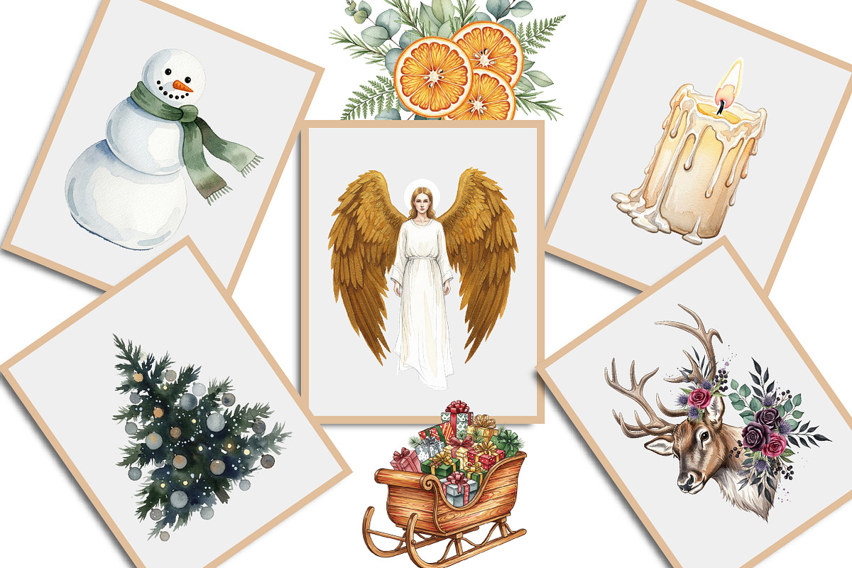 Moody Christmas Clipart PNG Bundle, an Illustration by Creative Art (Photo 3 of 9)