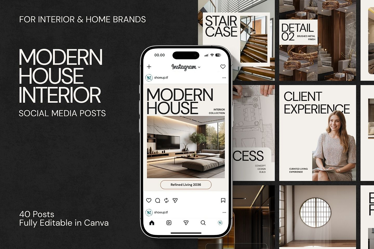 Modern House Interior IG Posts Canva, a Social Media Template by ShowUp! Studio (Photo 1 of 6)