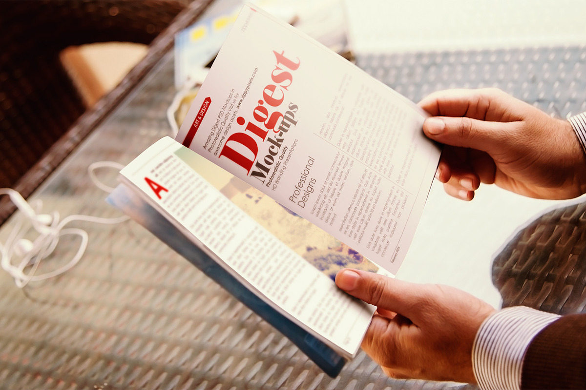 Digest-Sized Magazine Mockups Vol. 3, a Print Template by ZippyPixels