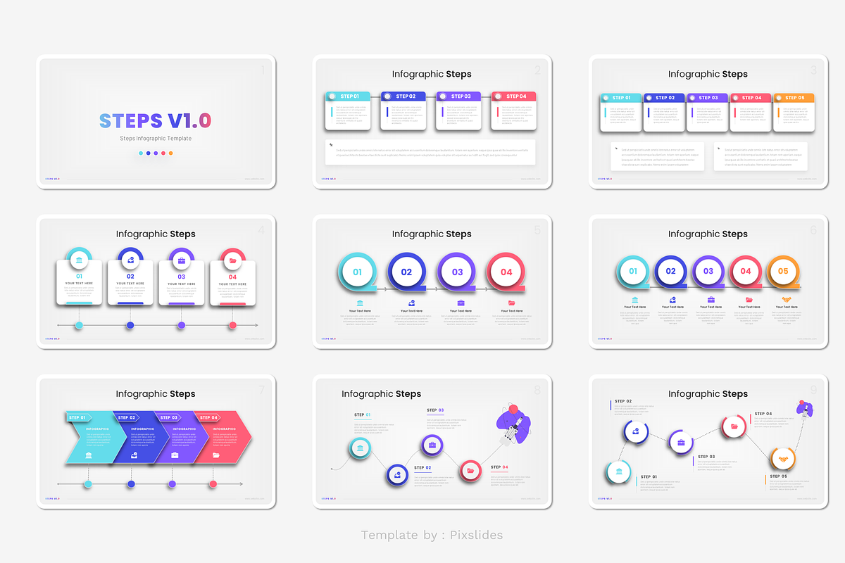 Steps Infographic PowerPoint, a Presentation Template by Pixslides (Photo 2 of 5)