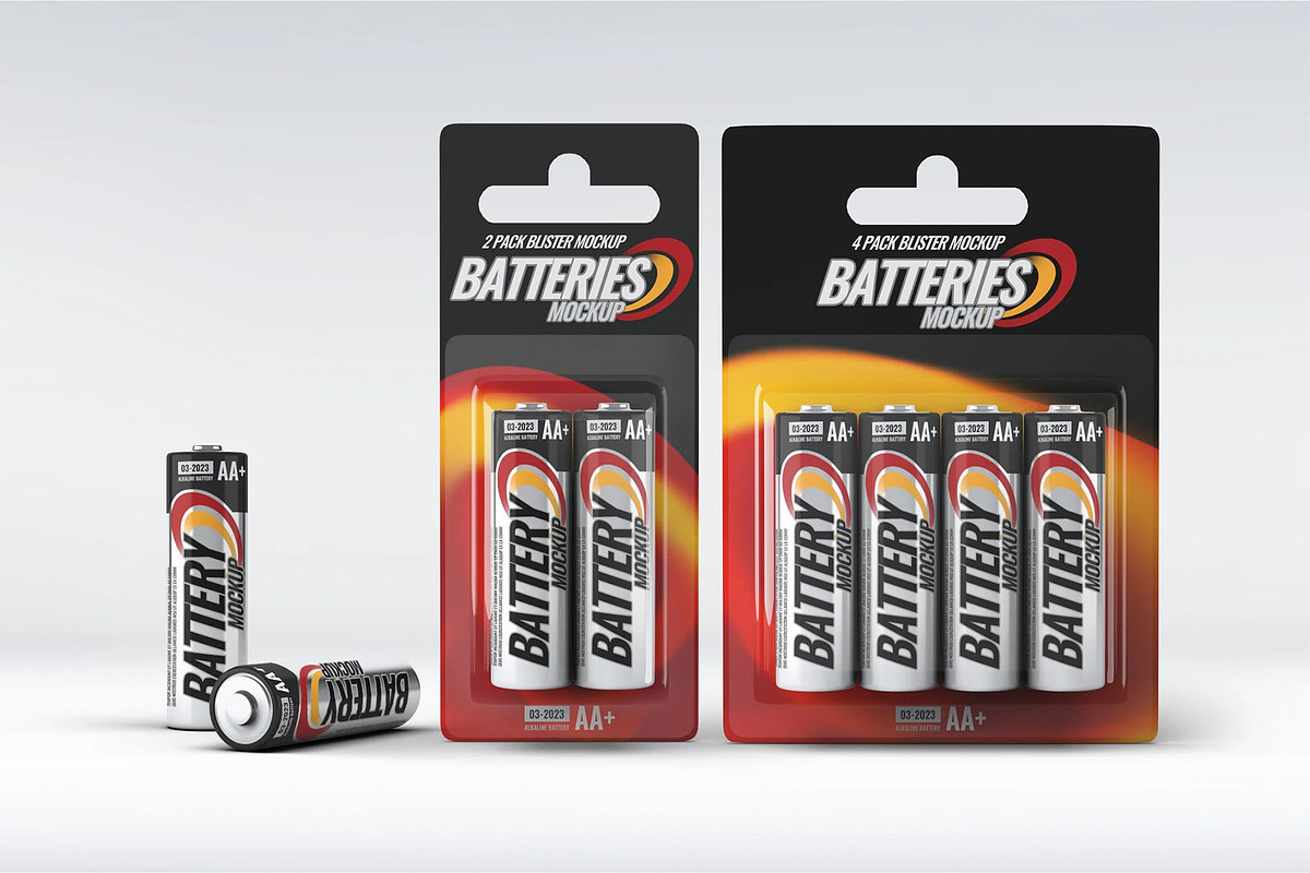 Battery Blister Pack Mock-Up, a Product Mockup by DesignRushMarket (Photo 7 of 9)